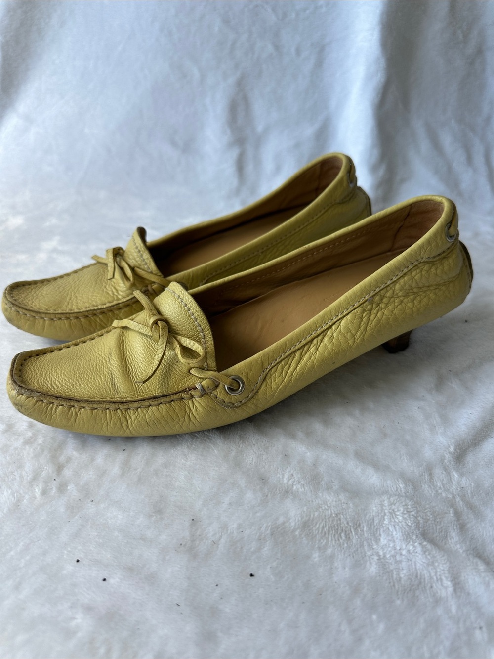 Prada Lemon Yellow Leather Knot Loafers